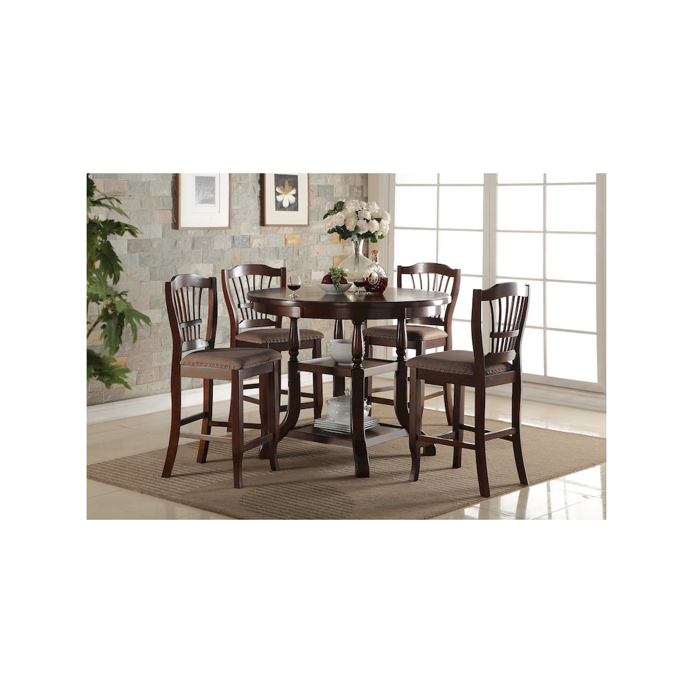 Bixby 5-Piece Wood Counter Dining Room Set, Espresso. Picture 2