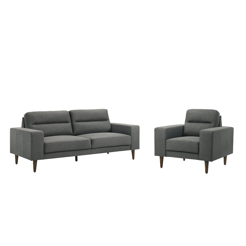 Vale 2-Piece Polyester Fabric Sofa and Chair Set, Gray. Picture 1