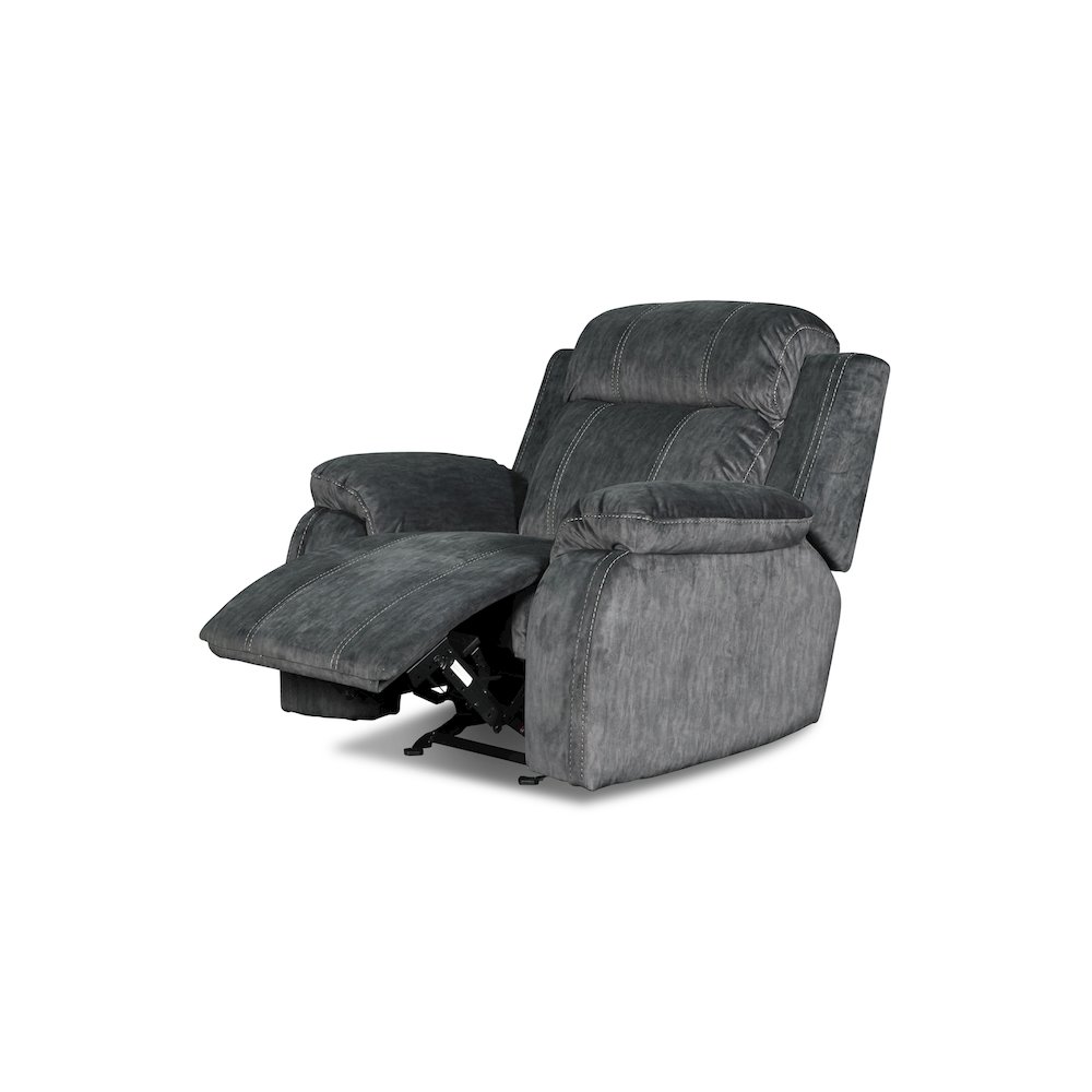 Furniture Tango Polyester Fabric Glider Recliner in Shadow Gray. Picture 3