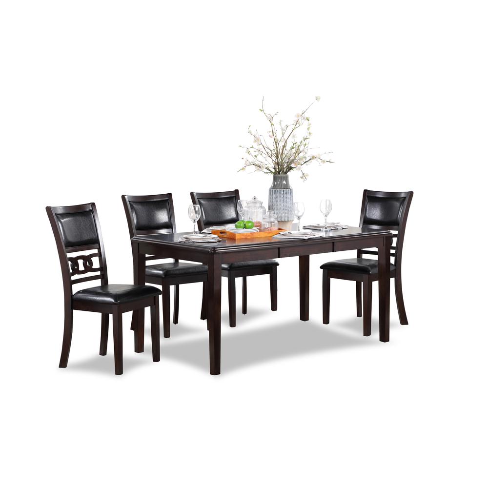Gia 5-Piece 60" Wood Rectangular Dining Set with 4 Chairs in Ebony. Picture 6