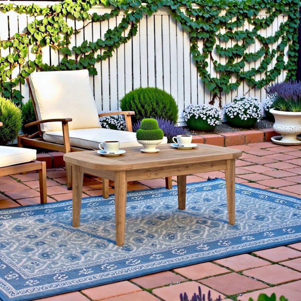 Brown Wood Outdoor Coffee Table, Patio Coffee Tables for Outside Use. Picture 3