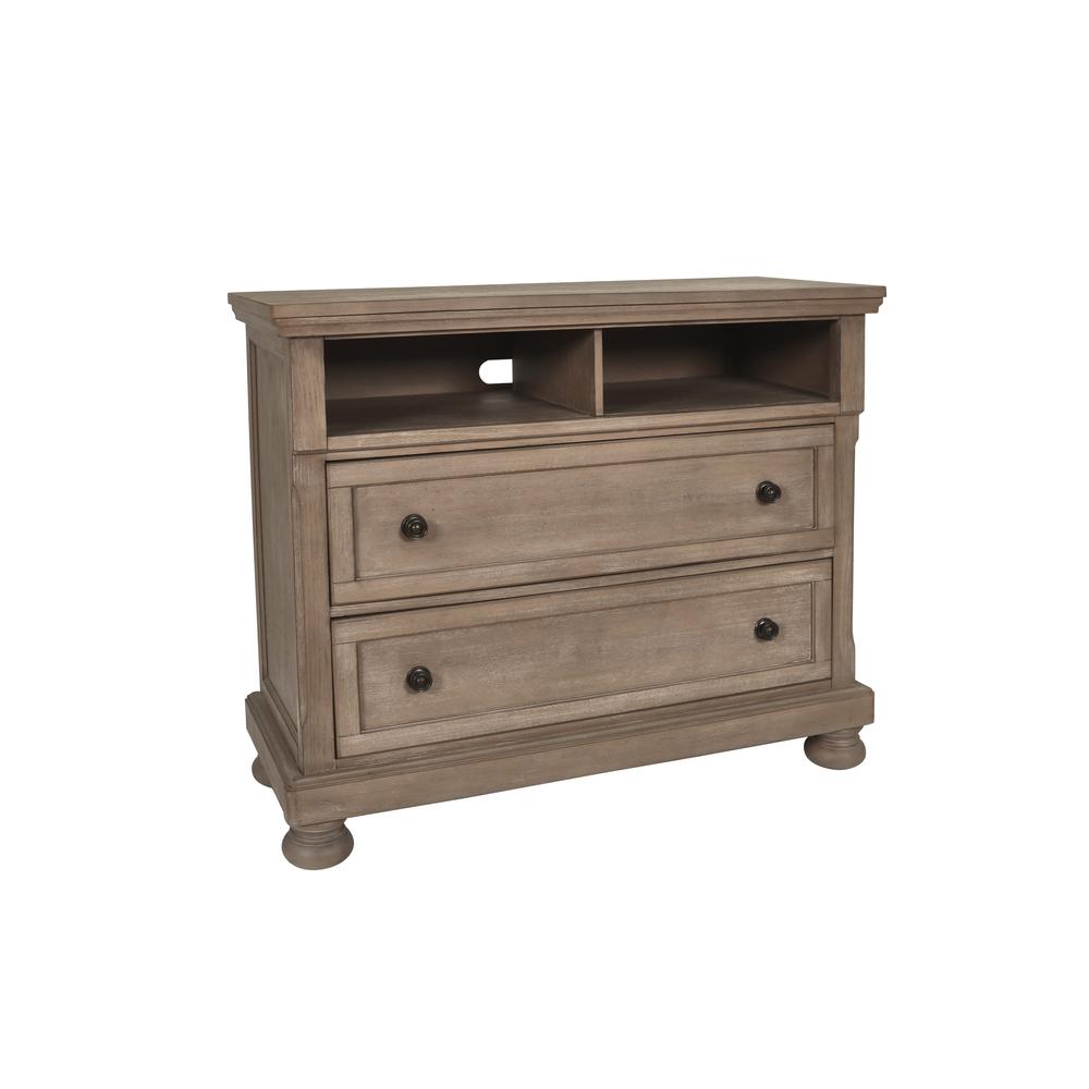 Furniture Allegra 2-Drawer Wood Media Console in Pewter. Picture 1
