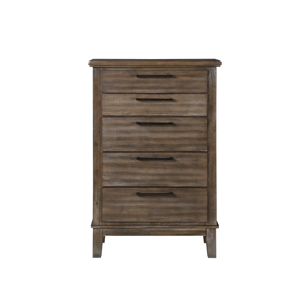 Furniture Cagney 5-Drawer Wood Chest in Vintage Brown. Picture 2