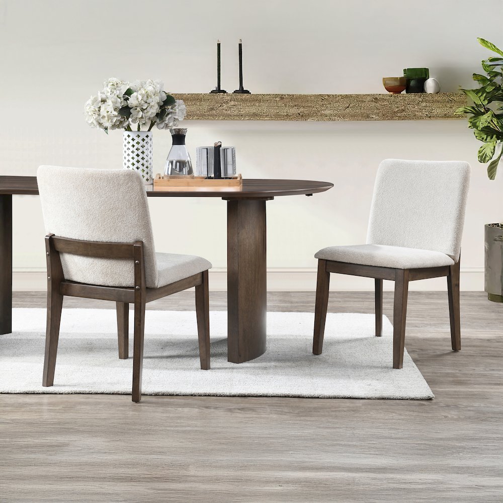 Kody Fabric Upholstered Dining Chair in Beige (Set of 2). Picture 8
