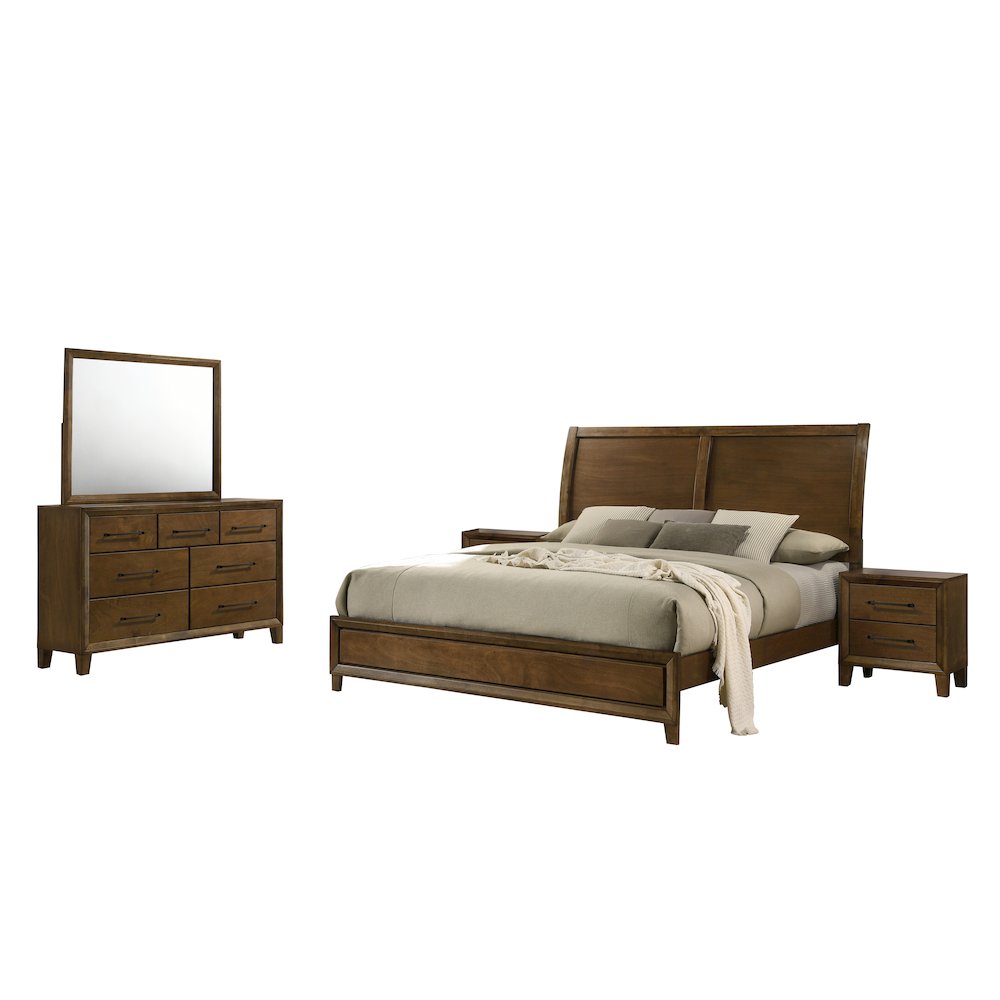Ballard 5-Piece Wood King Bedroom Set in Walnut. Picture 1