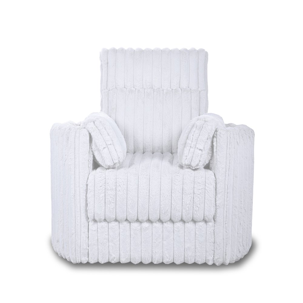 Embrace Fabric Swivel Accent Chair, White. Picture 2