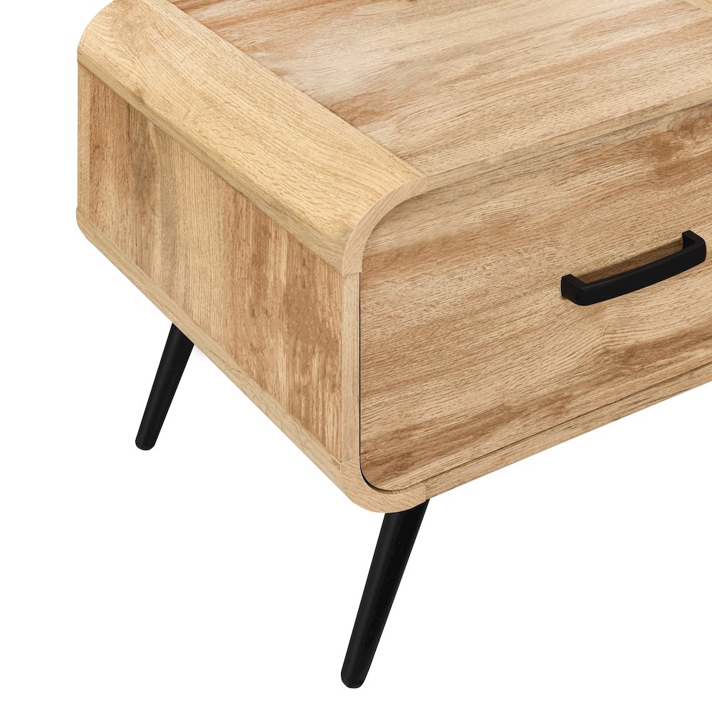 New Classic Furniture Rowan Wood 1-Drawer End Table in Natural/Beige (Set of 2). Picture 9