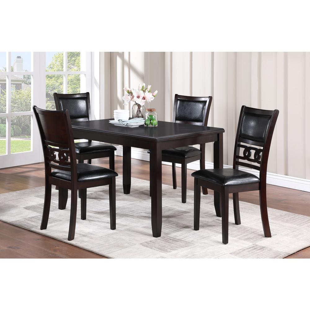 Gia 5-Piece 48" Wood Rectangular Dining Set with 4 Chairs in Ebony. Picture 2