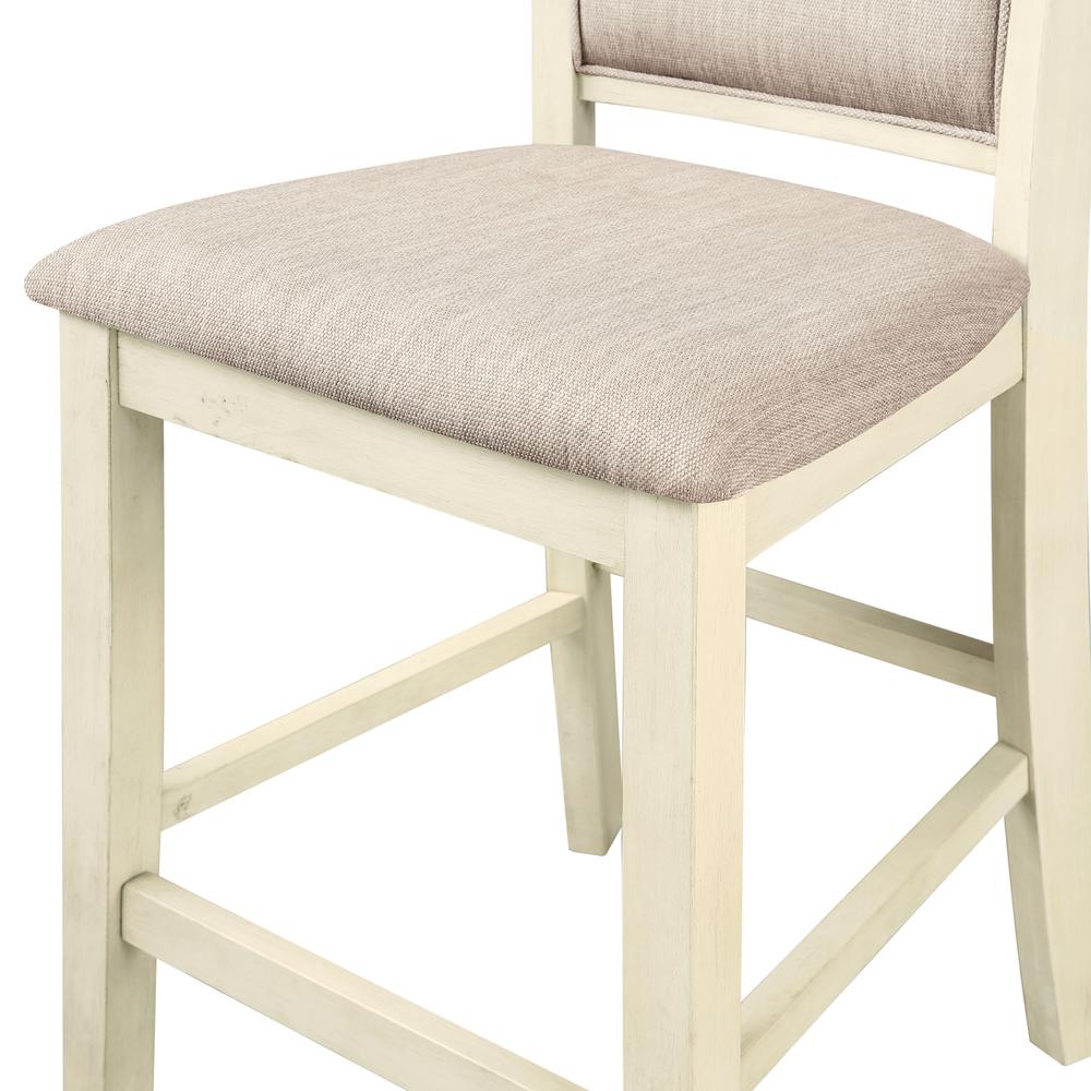 Amy 5-Piece Wood Round Counter Set with 4 Chairs in Bisque Beige. Picture 2