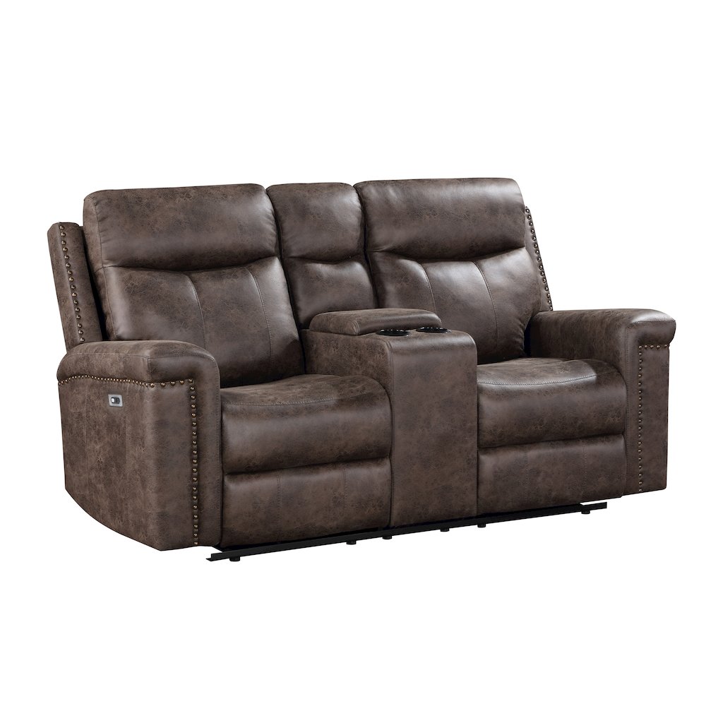 Quade 2-Piece Fabric Upholstered Power Sofa And Loveseat Set, Mocha Brown. Picture 2