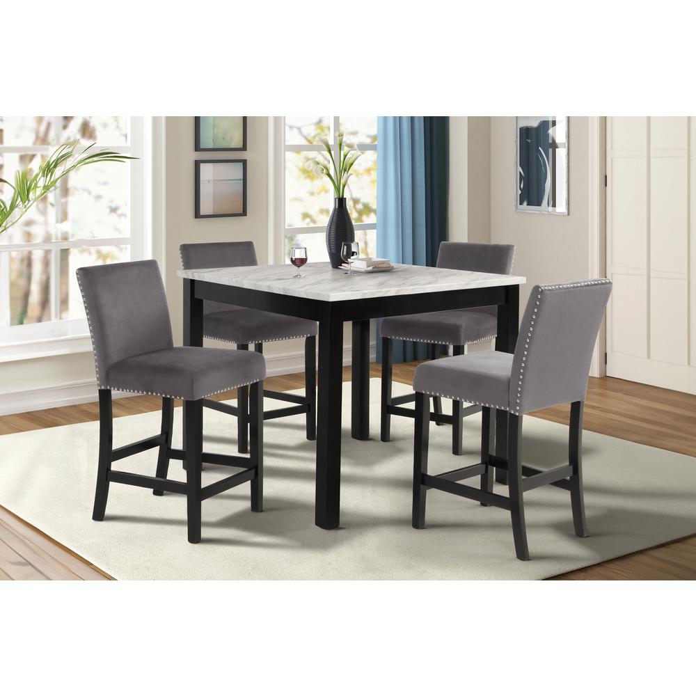 Furniture Celeste 5-Piece Faux Marble & Wood Counter Set in Gray. Picture 2