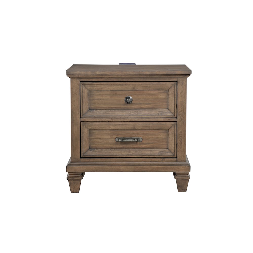 Mariana Wood 2-Drawer Nightstand, Vintage Mocha. Picture 2
