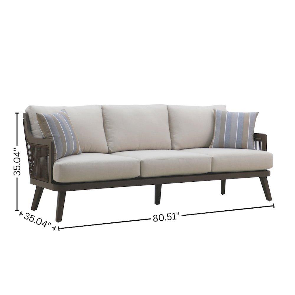 Gray Outdoor Sofa with Wicker Frame, Patio Couch for Porch or Garden. Picture 9