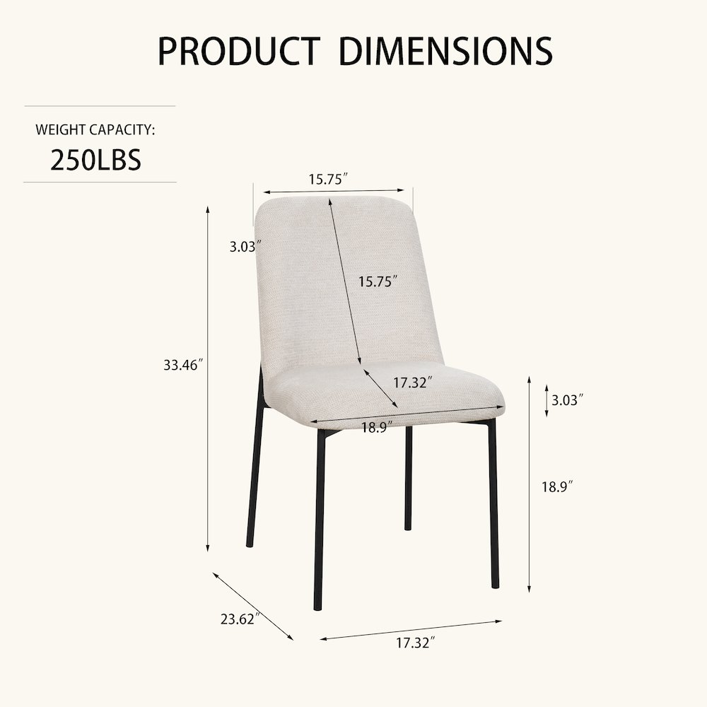 Erik Metal & Fabric Side Chair (Set of 2), Beige. Picture 7