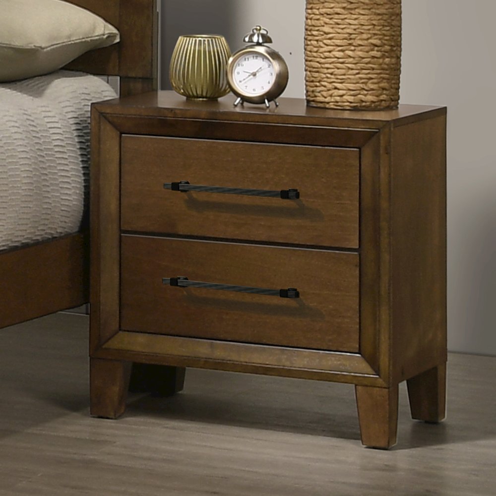 Ballard Wood 2-Drawer Nightstand in Walnut Brown. Picture 7