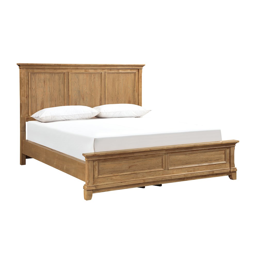 Sunstone Wood King Panel Bed in Honey Brown. Picture 1