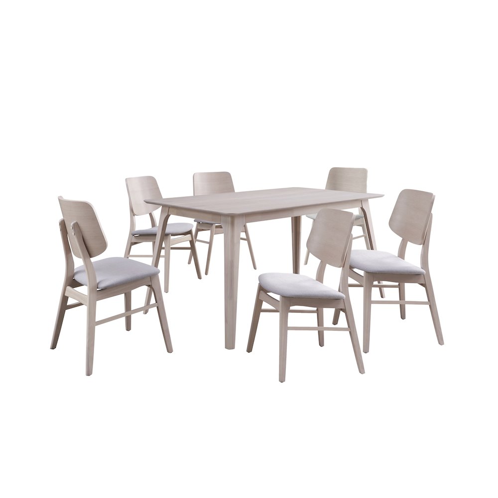 Oscar 7-piece Wood Dining Set, White Ash. Picture 1