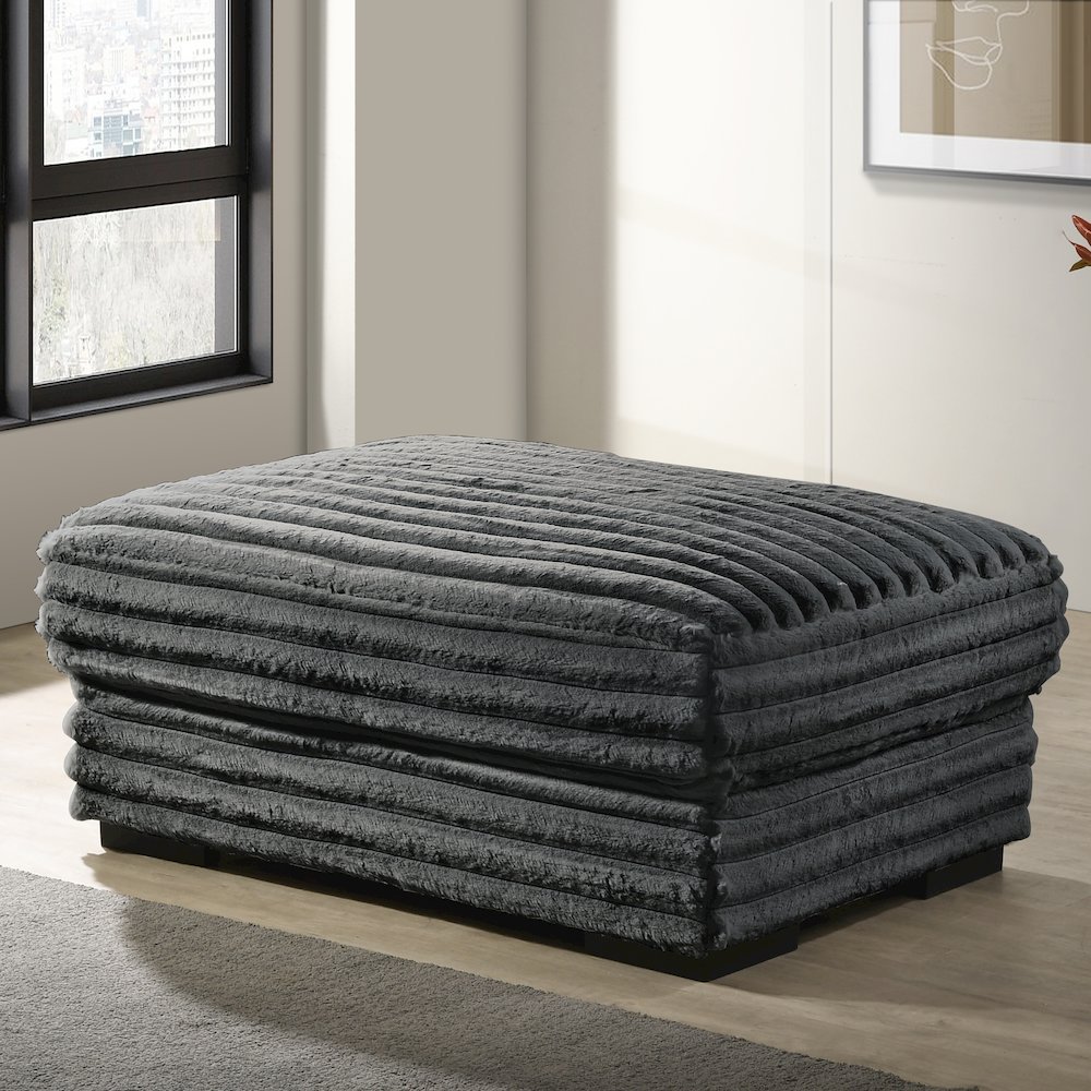 Embrace 41" Fabric Ottoman, Charcoal Gray. Picture 3