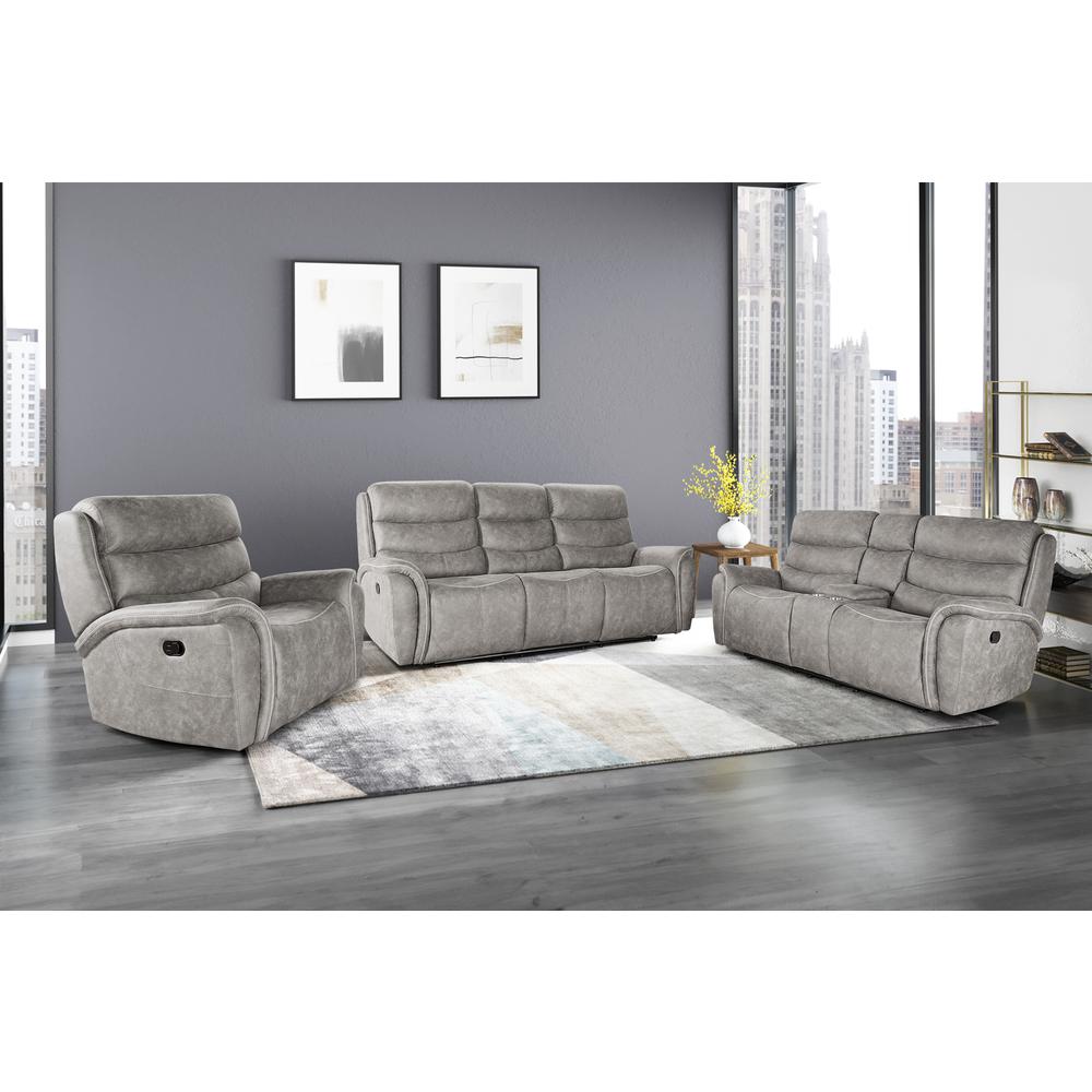 Kamari Console Loveseat W/ Dual Recliners-Gray. Picture 7