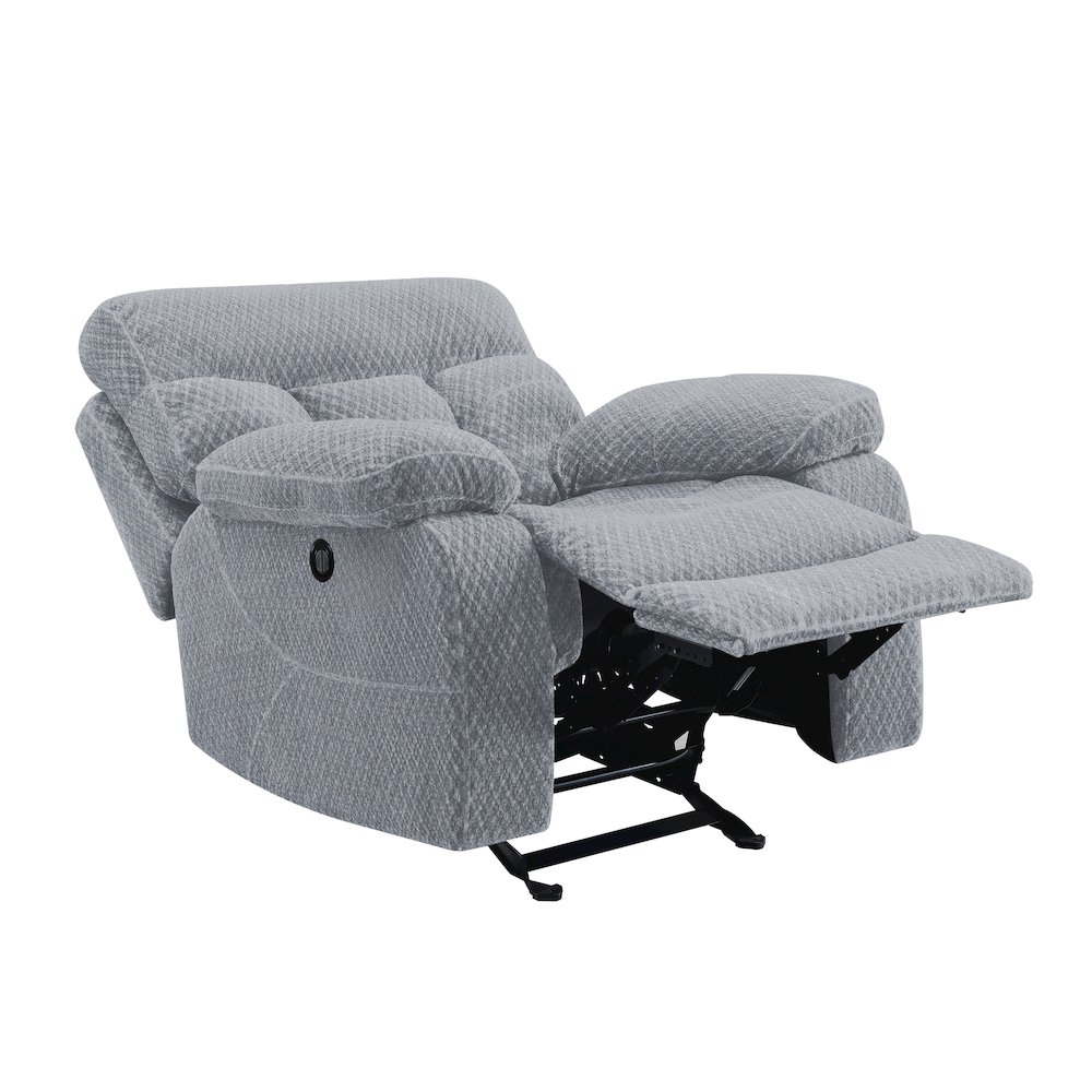 Bravo 3-Piece Fabric Power Living Room Set, Stone Gray. Picture 3