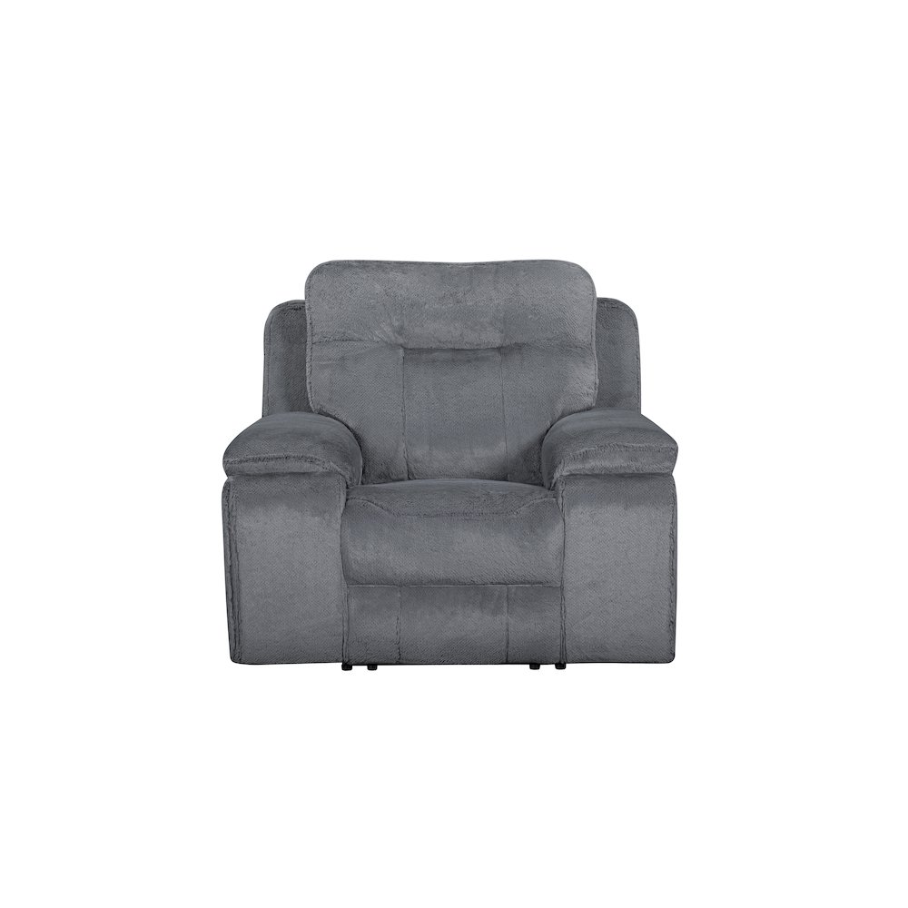 Teddy Fabric Recliner with Power Headrest and Footrest in Gray. Picture 4
