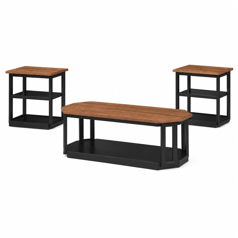 Decker 3-Piece Wood Occasional Table Set in Black/Brown. Picture 1