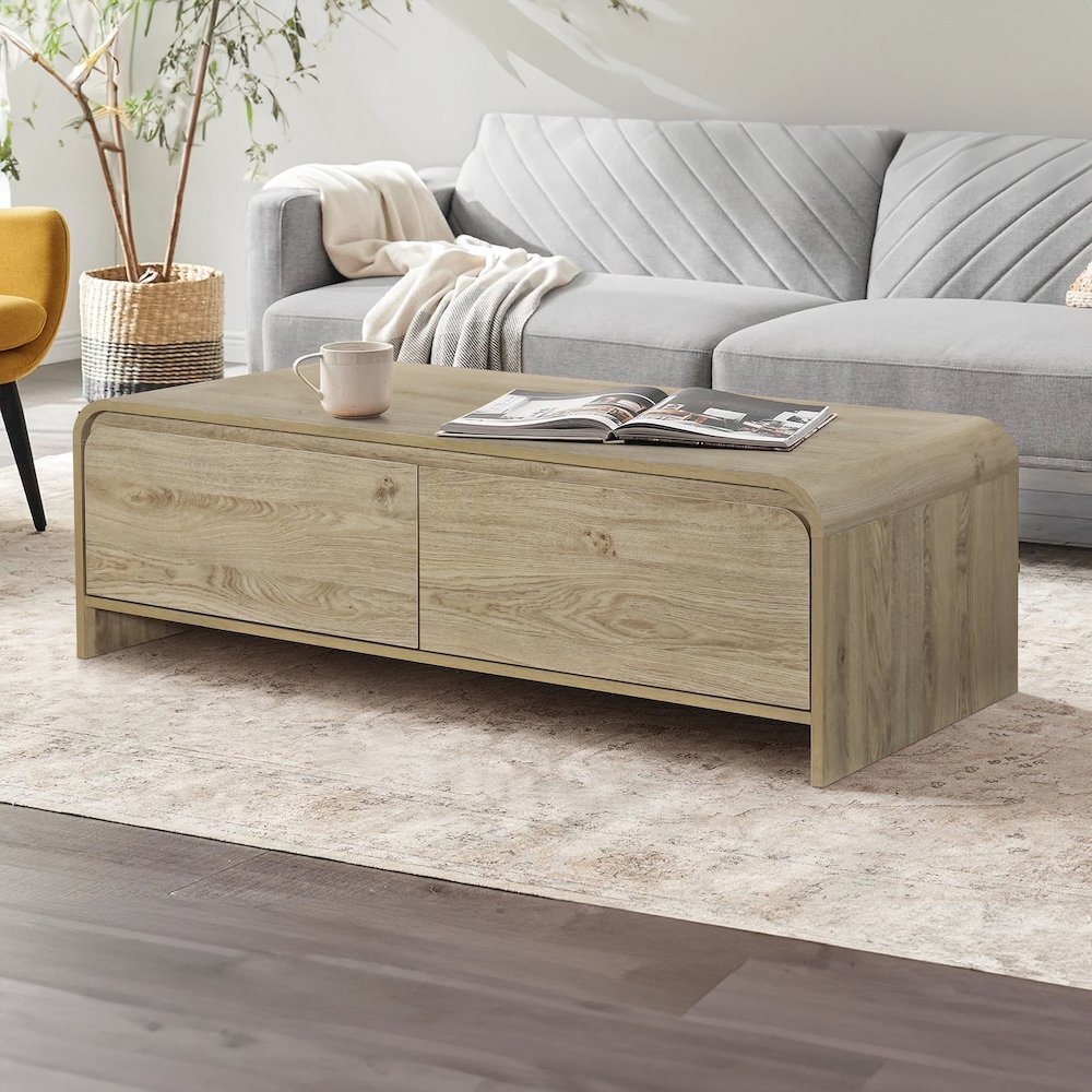 Mara 47.25 in. Natural Rectangular Wood Coffee Table. Picture 9