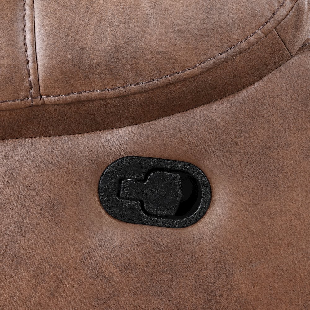 Morello Fabric Console Loveseat w/ Dual Recliners, Brown. Picture 5