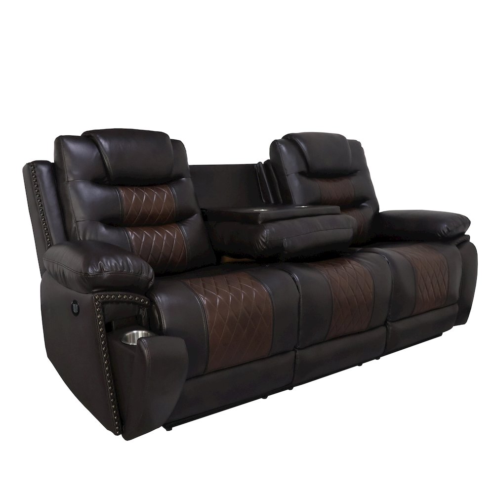Nikko 2-Piece Faux Leather Power Living Room Set, Brown. Picture 10