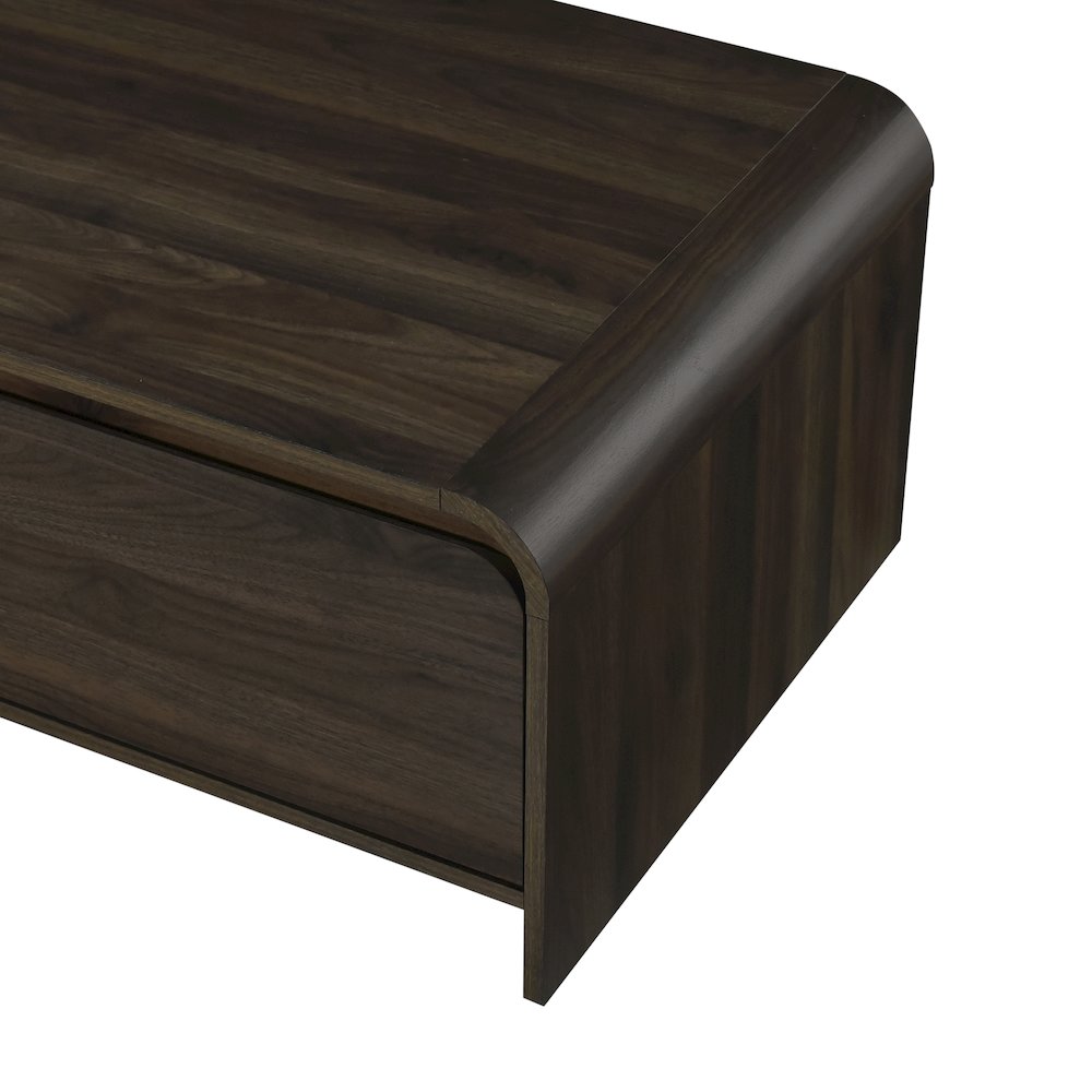 Mara 47.25 in. Walnut Rectangular Wood Coffee Table. Picture 8