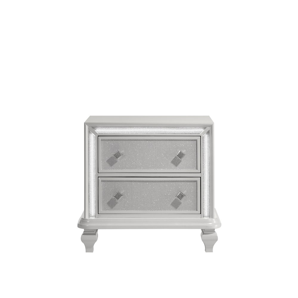 Stardust Wood 2-Drawer Nightstand, White. Picture 2