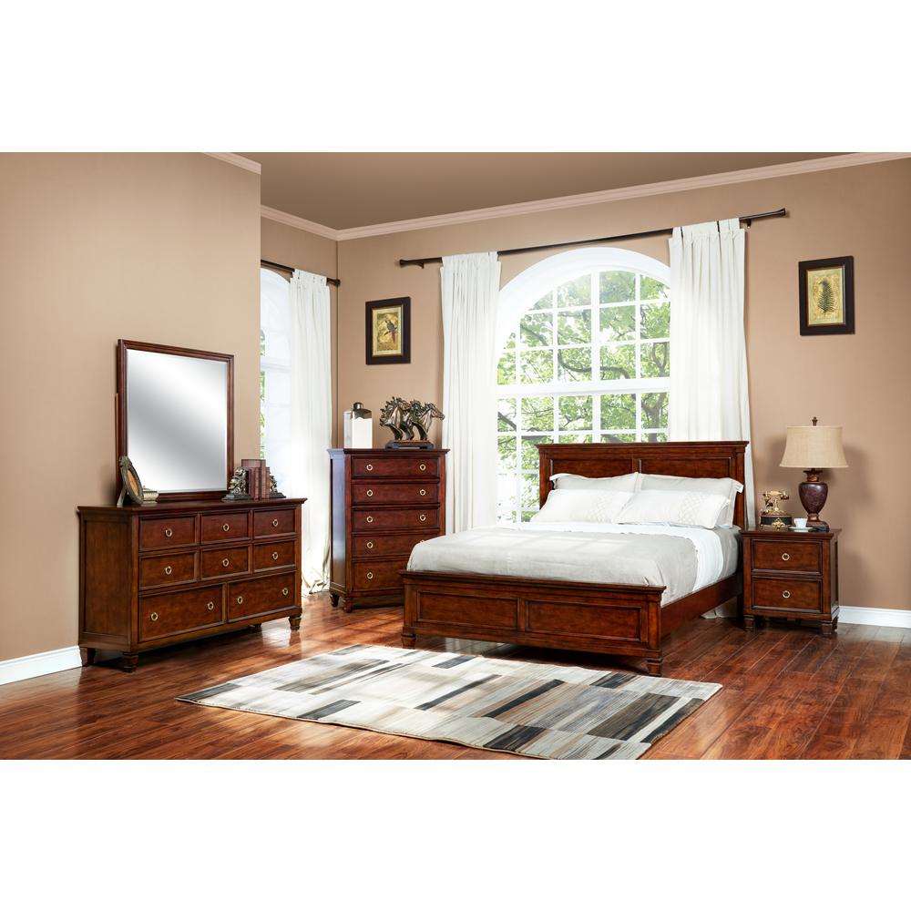 Furniture Tamarack 5-Piece Wood King Bedroom Set in Brown Cherry. Picture 9