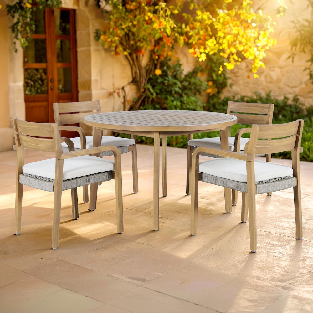 Arden 5-Piece Wood Outdoor Dining Set in Natural. Picture 2