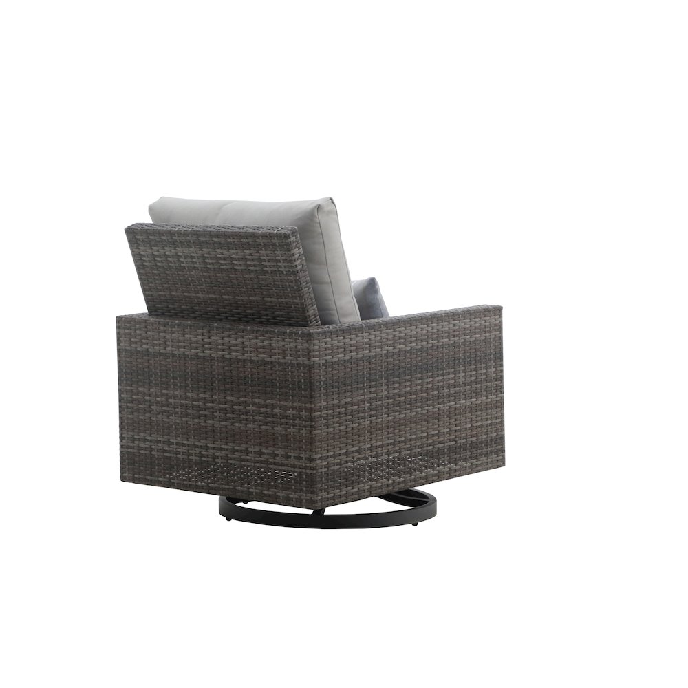 Bungalow 2pcs Metal/Wicker Patio Swivel Club Chair in Gray. Picture 5