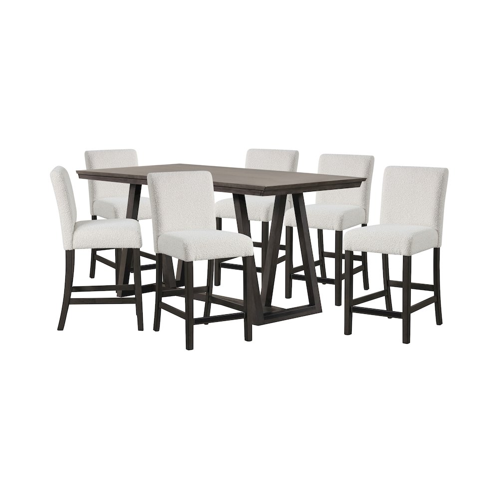 High Line 7-Pc Wood Rectangular Counter Table Set,White. Picture 1