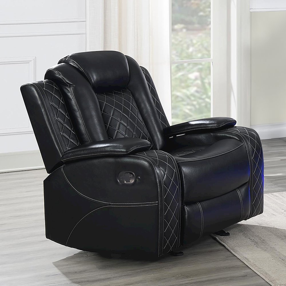 Orion II Faux Leather Glider Recliner, Black. Picture 6