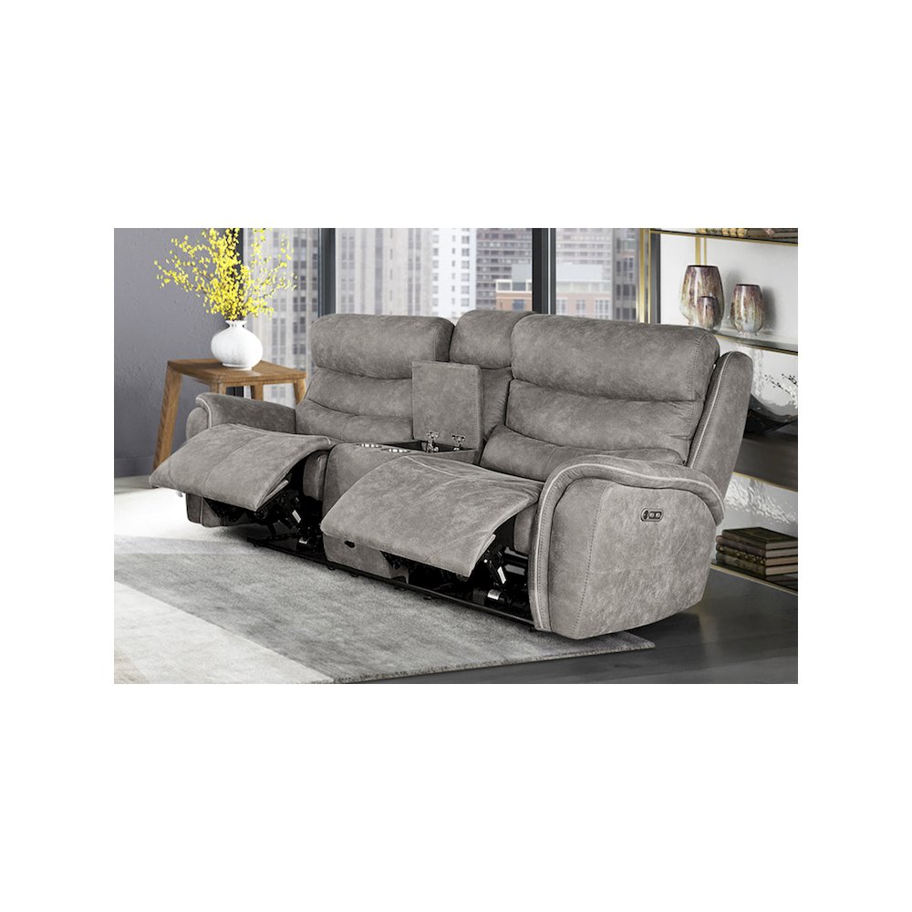 Kamari Fabric Power Console Loveseat, Gray. Picture 8
