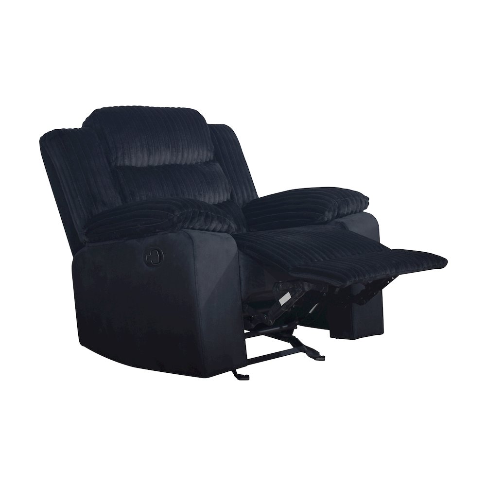 Willow Wood & Fabric Glider Recliner in Black. Picture 3