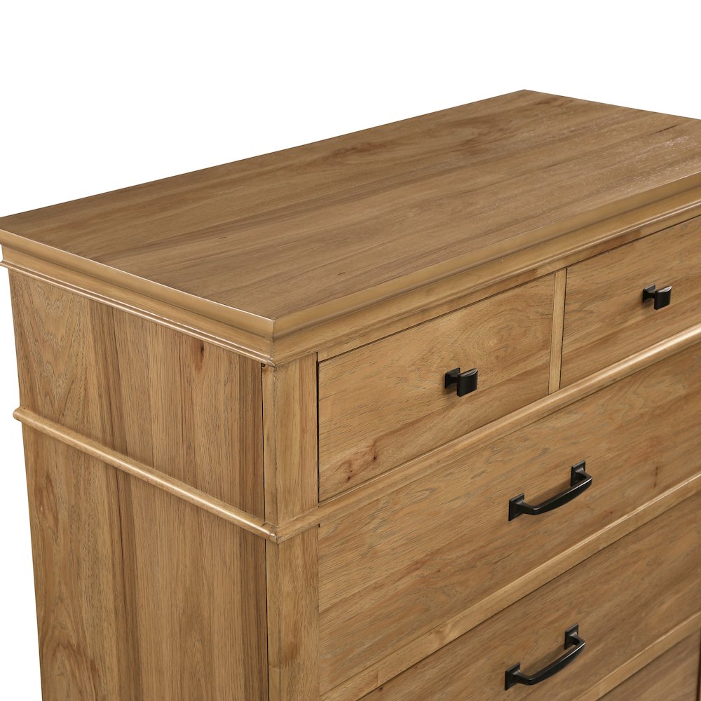 Sunstone Wood 5-Drawer Chest in Honey Brown. Picture 7