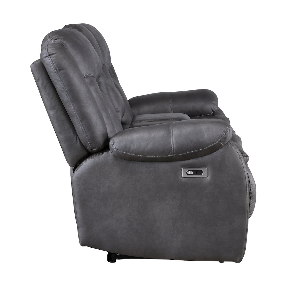 Morello Fabric Console Loveseat w/ Power Footrest, Gray. Picture 4