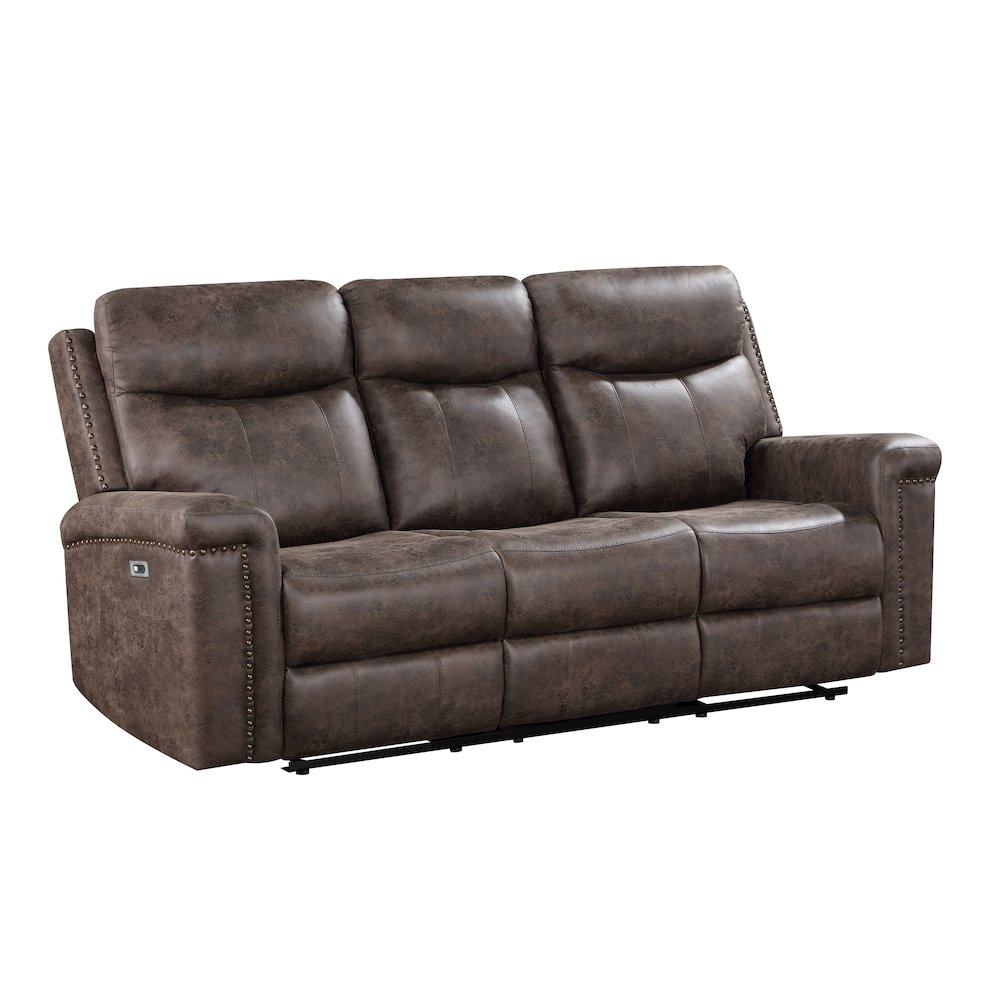 Quade 2-Piece Fabric Upholstered Power Sofa And Loveseat Set, Mocha Brown. Picture 8