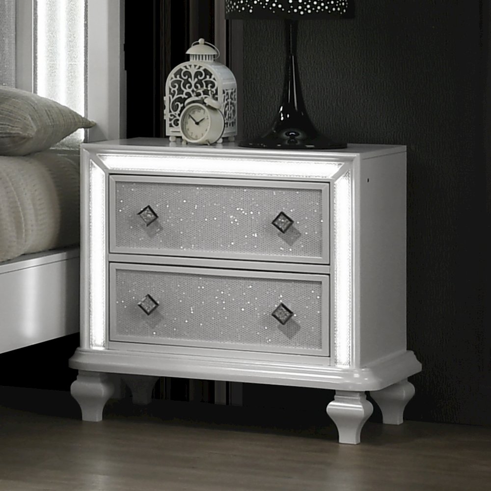 Stardust Wood 2-Drawer Nightstand, White. Picture 8