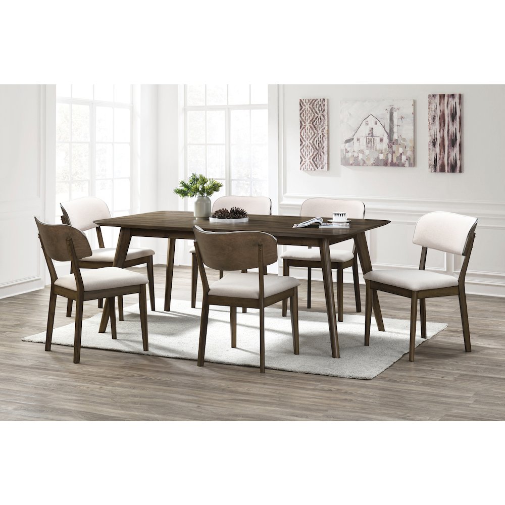 Rex 7-Piece Wood Rectangle Dining Set, Walnut. Picture 2