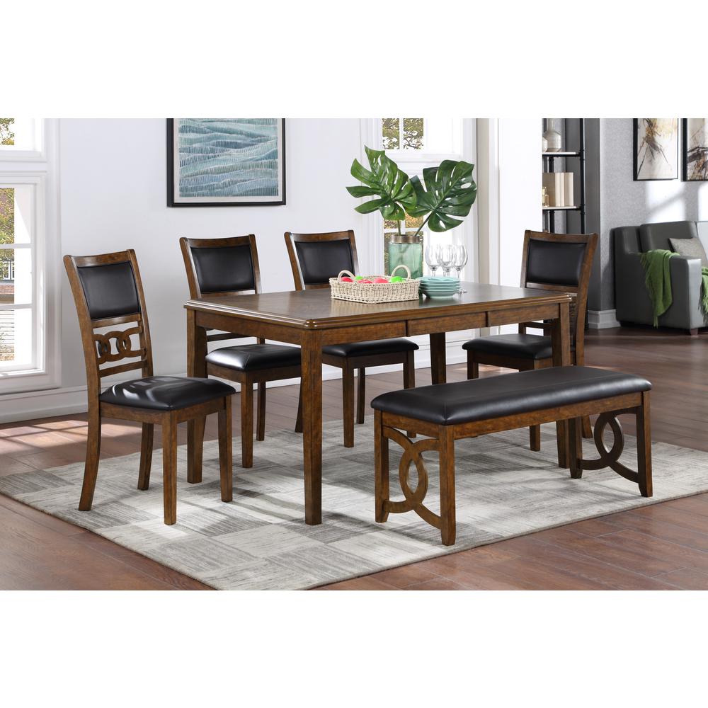 Gia 6 Pc Dining Table, 4 Chairs & Bench -Brown. Picture 2