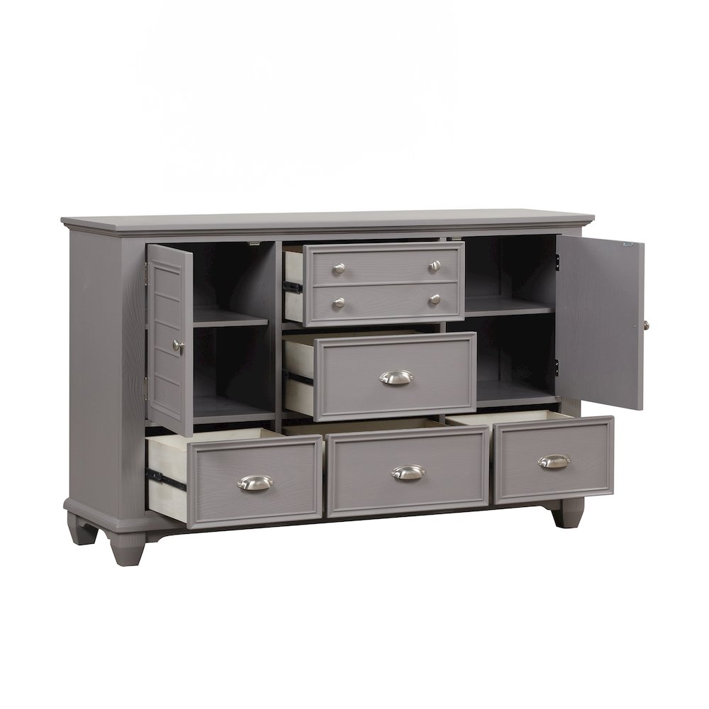 Jamestown Wood 5-Drawer Dresser, Gray. Picture 4