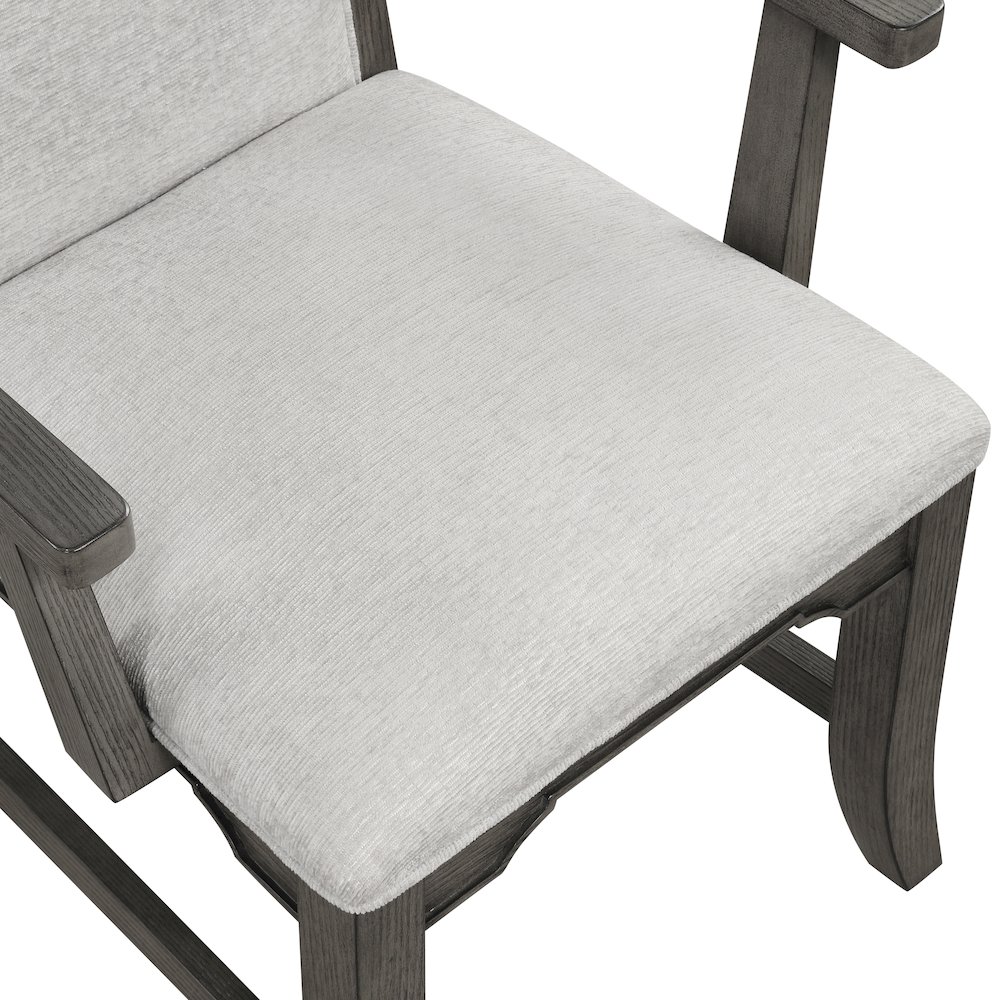 New Classic Furniture Lisbon Wood Dining Arm Chair in Gray (Set of 2). Picture 6