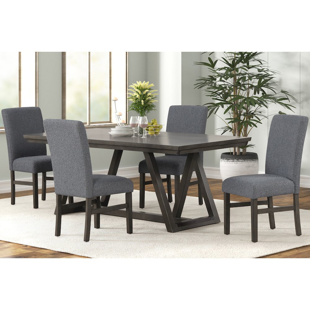 High Line 5-Piece Wood Rectangular Dining Table Set, Gray. Picture 2