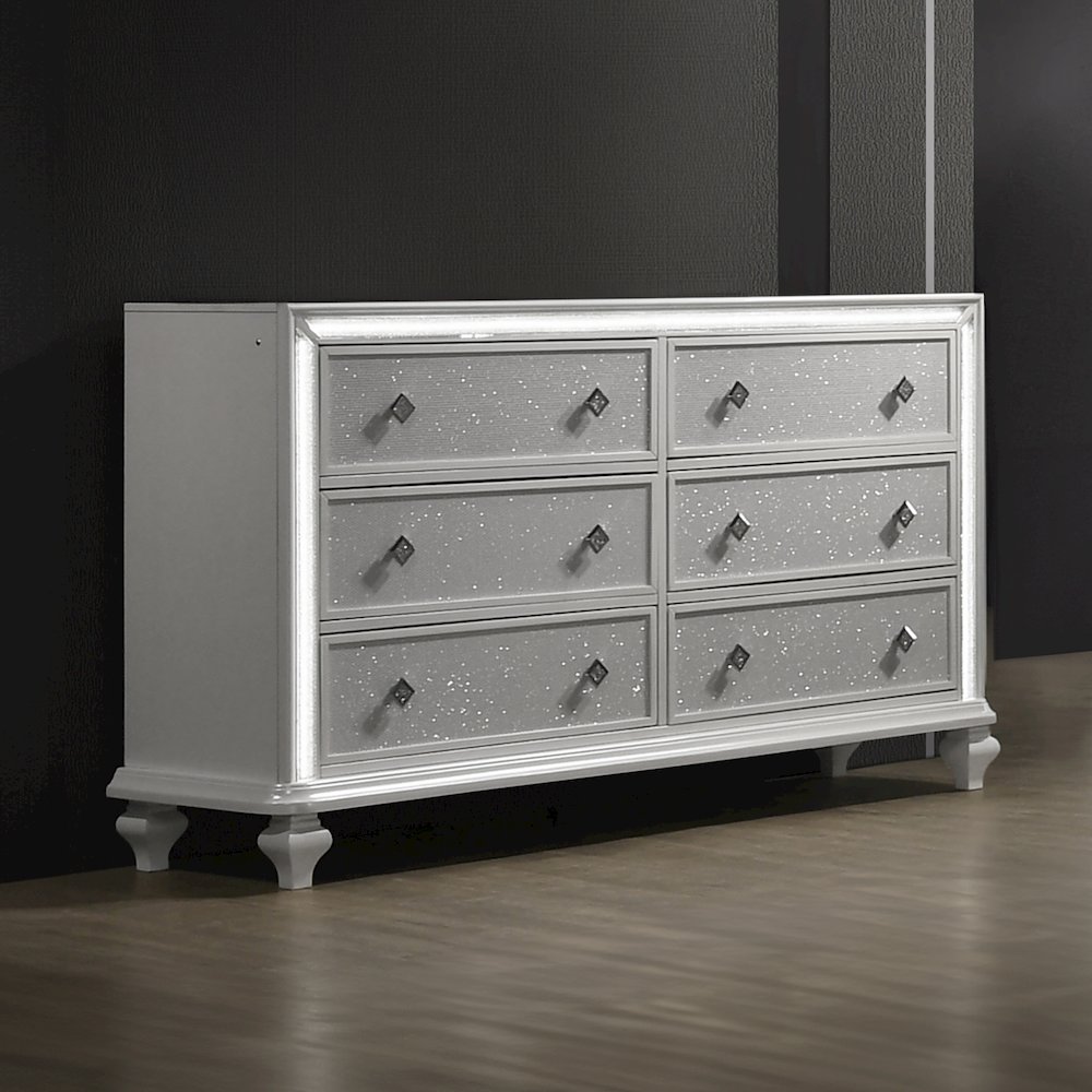 Stardust Wood 6-Drawer Dresser, White. Picture 2