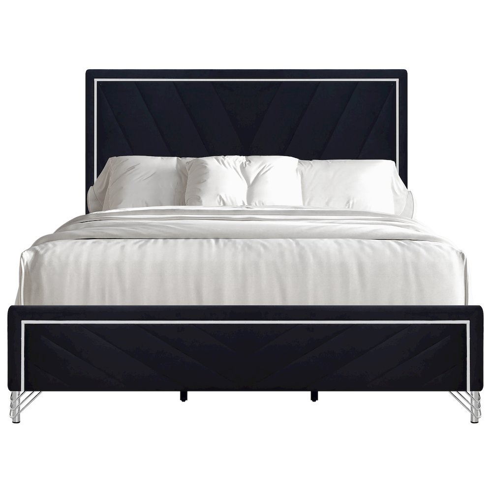 Ava Wood/Polyester King Panel Bed in Ebony Black. Picture 3