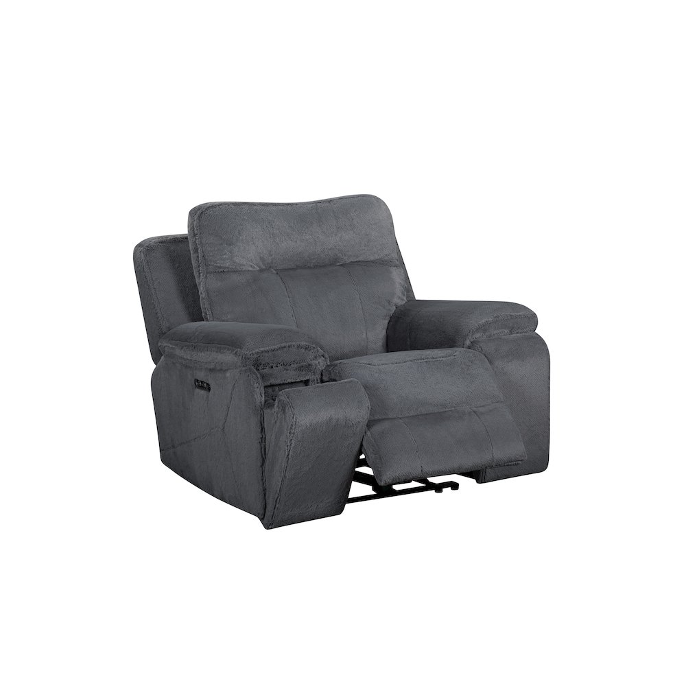 Teddy Fabric Recliner with Power Headrest and Footrest in Gray. Picture 5